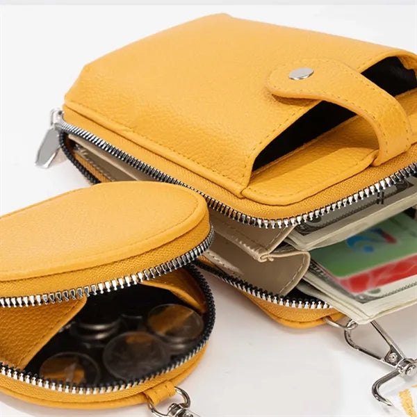 Travel holiday PU leather coin purse crossbody phone bag