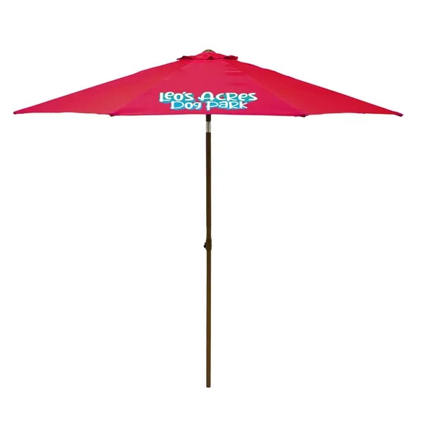 9' Wood Look Tilting Market Umbrella Kit (1 Imprint)