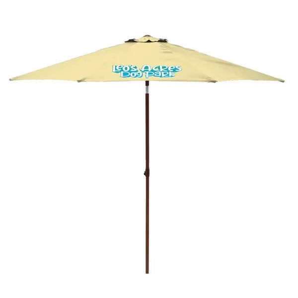 9' Wood Look Tilting Market Umbrella Kit (1 Imprint)