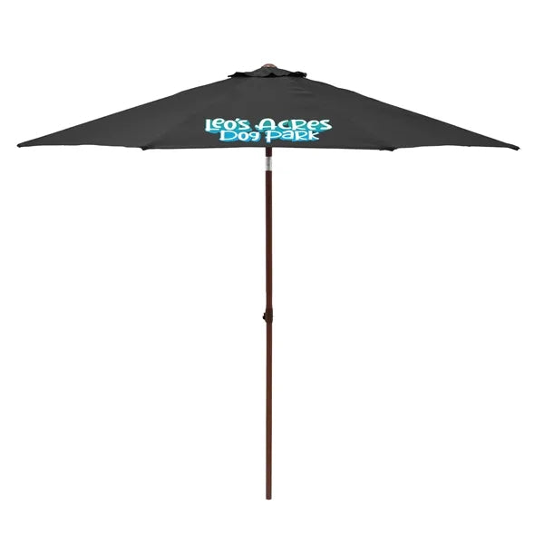 9' Wood Look Tilting Market Umbrella Kit (1 Imprint)