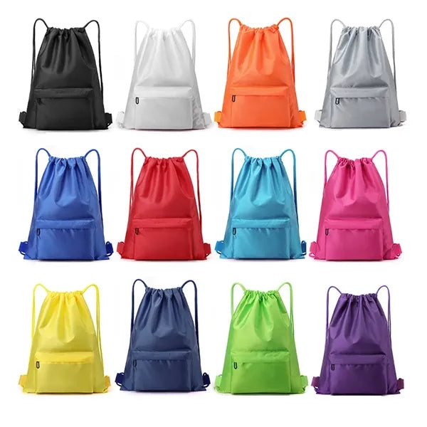 Oxford Waterproof Bag Drawstring Backpack With Zipper Pocket