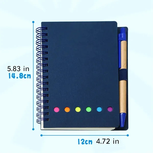 Spiral Jotter Notebook With Sticky Notes Flags & Pen