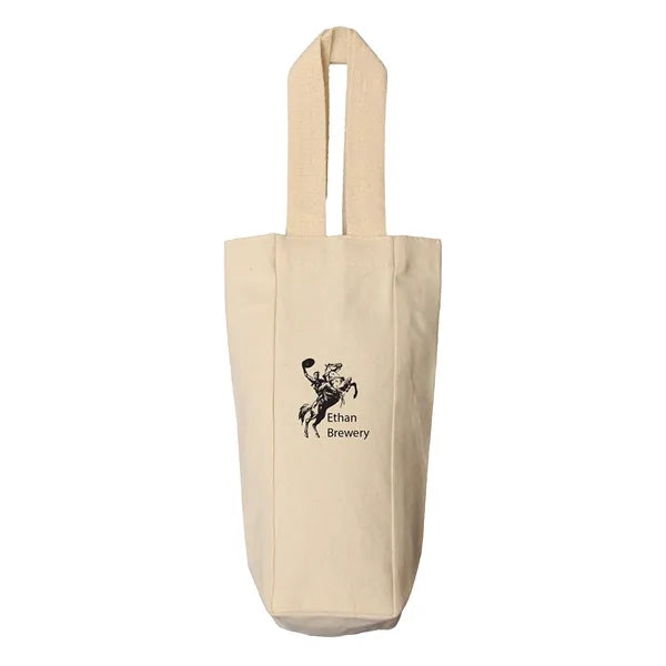 Canvas Single Bottle Wine Tote (  3"W X 10.5"H X 3" )