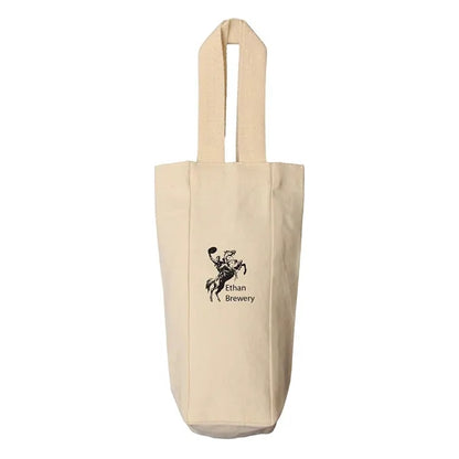 Canvas Single Bottle Wine Tote (  3"W X 10.5"H X 3" )