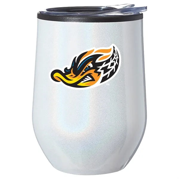 12 oz Travel Tumbler Iridescent Compact w/ Clear Lid EVA Pad