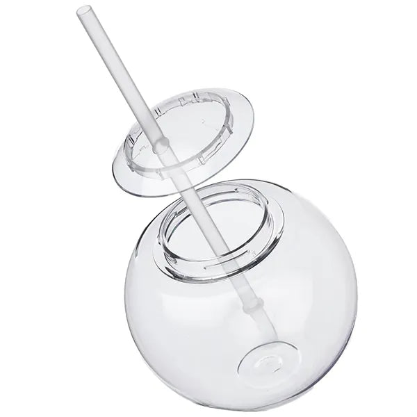Cocktail Ball with Straw 15 oz. Plastic