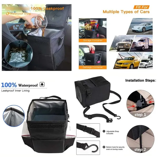 Multipurpose Waterproof Vehicle Car Trash Can with Lid