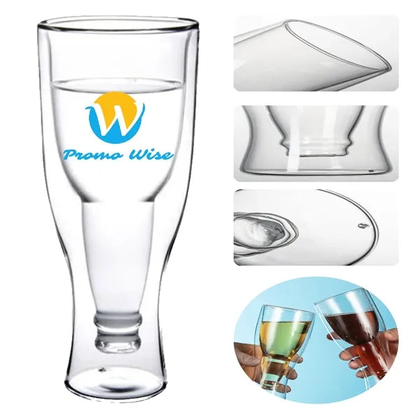12oz Double-Wall Wide Mouth Upside-Down Insulated Beer Glass