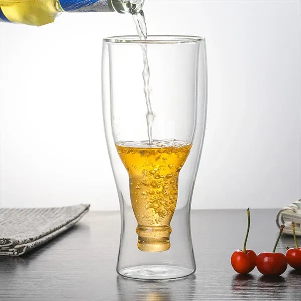 12oz Double-Wall Wide Mouth Upside-Down Insulated Beer Glass