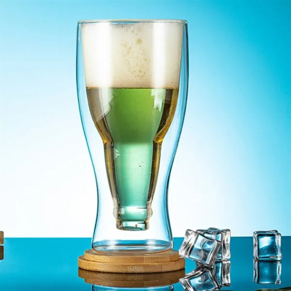 12oz Double-Wall Wide Mouth Upside-Down Insulated Beer Glass