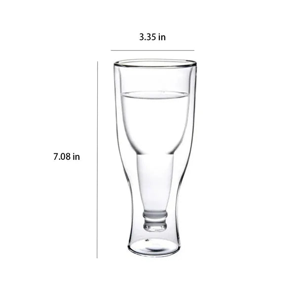12oz Double-Wall Wide Mouth Upside-Down Insulated Beer Glass