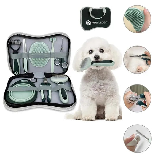 8PCS Bath Shedding Grooming Brushes Pet Cleaning Slicker Kit