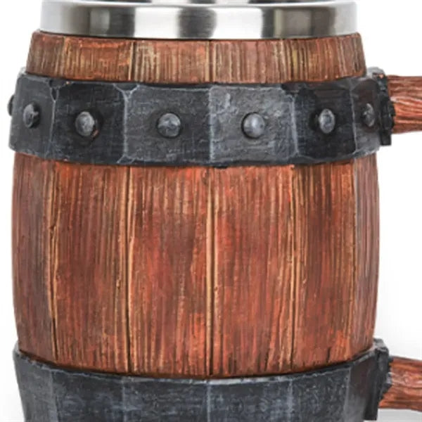 20oz Stainless Steel Liner Anti-Slip Wood Barrel Beer Stein