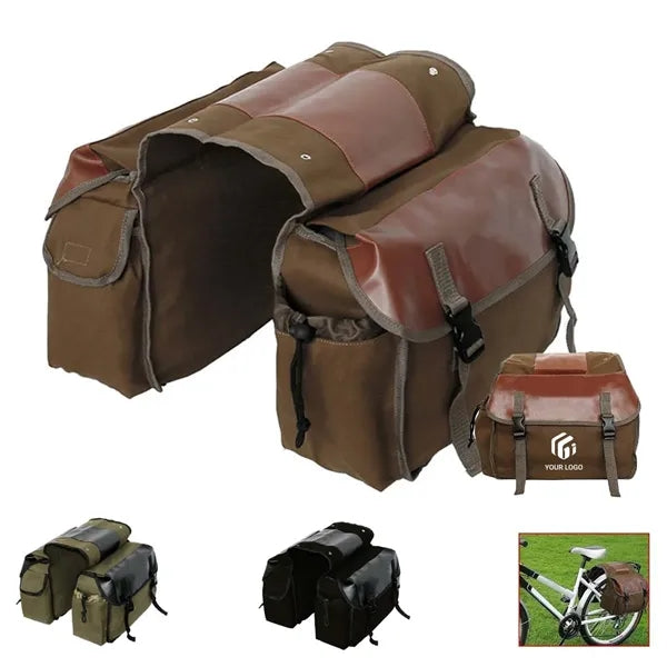 Biking gear large versatile canvas durable bike saddle bag