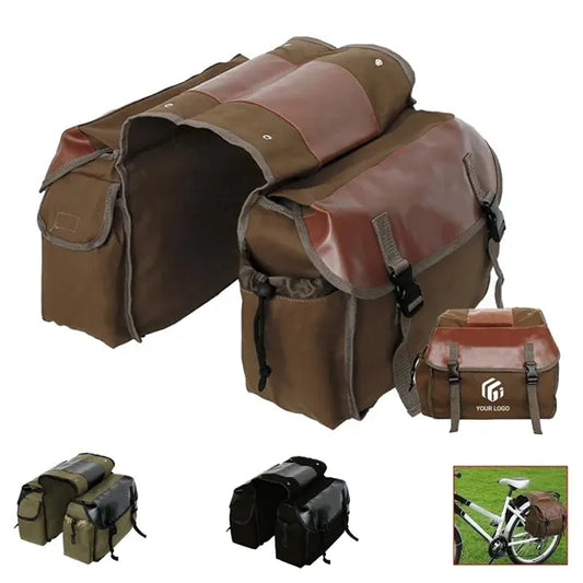 Biking gear large versatile canvas durable bike saddle bag