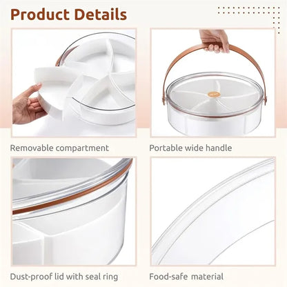 Parties picnic snackle box divided serving tray with handle