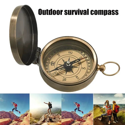 Vintage Waterproof Outdoor Brass Pocket Watch Compass