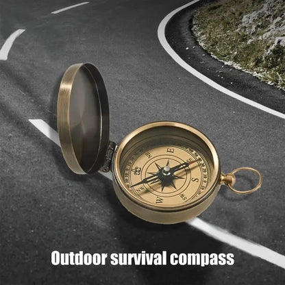 Vintage Waterproof Outdoor Brass Pocket Watch Compass