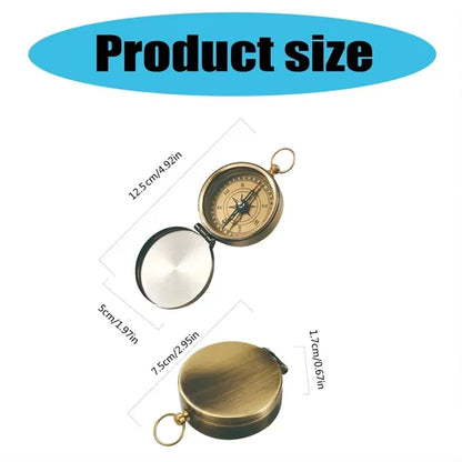 Vintage Waterproof Outdoor Brass Pocket Watch Compass