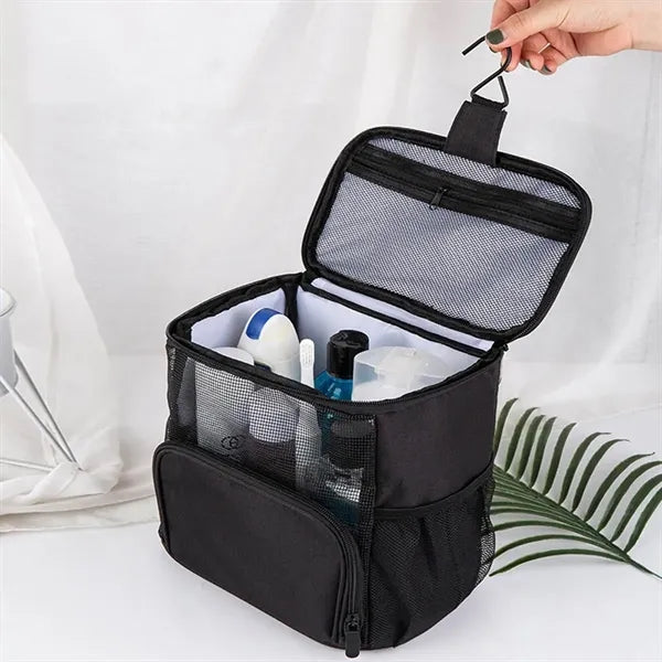 Portable Multi-Pocket Ventilated Mesh Shower Caddy with Hook