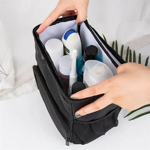 Portable Multi-Pocket Ventilated Mesh Shower Caddy with Hook