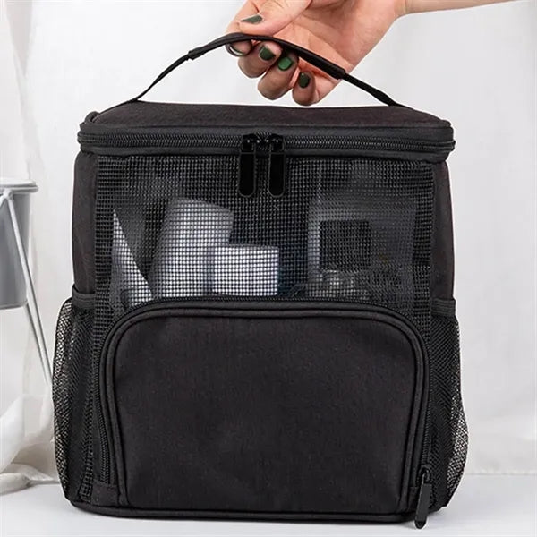 Portable Multi-Pocket Ventilated Mesh Shower Caddy with Hook
