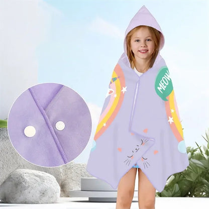 Oversized Soft Cotton Kids' Snap Closure Hooded Bath Towel