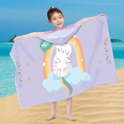 Oversized Soft Cotton Kids' Snap Closure Hooded Bath Towel