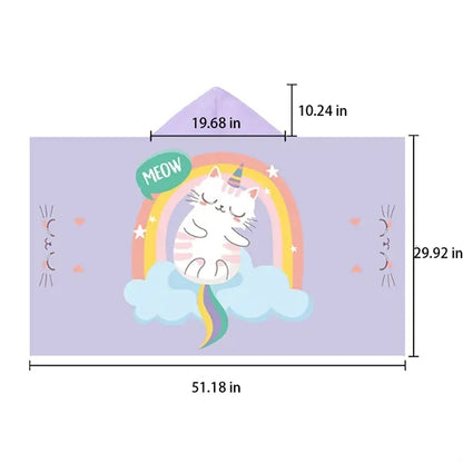 Oversized Soft Cotton Kids' Snap Closure Hooded Bath Towel
