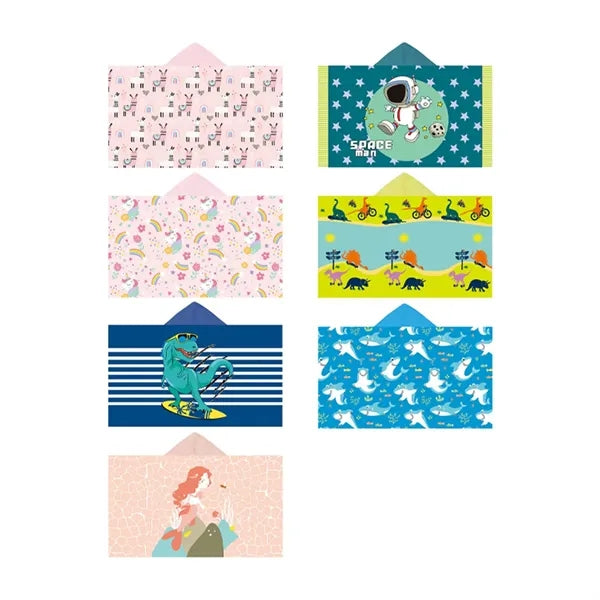 Oversized Soft Cotton Kids' Snap Closure Hooded Bath Towel
