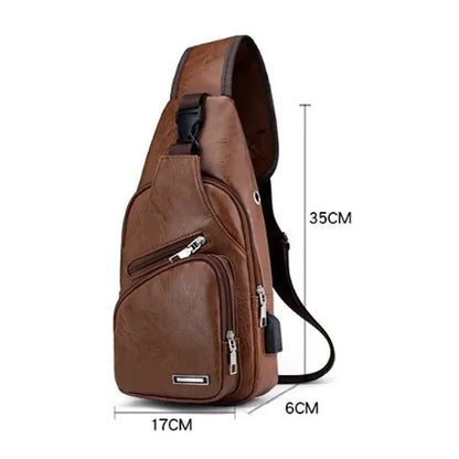 PU Crossbody Sling Bag with USB Charging Port