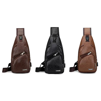 PU Crossbody Sling Bag with USB Charging Port
