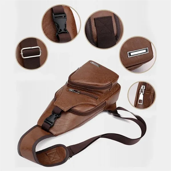 PU Crossbody Sling Bag with USB Charging Port