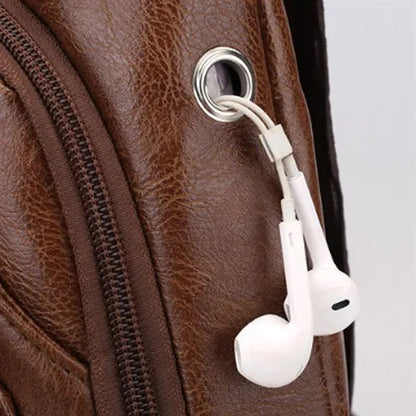 PU Crossbody Sling Bag with USB Charging Port