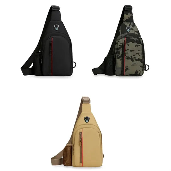 Nylon Crossbody Sling Bag with Bottle Holder USB Charging