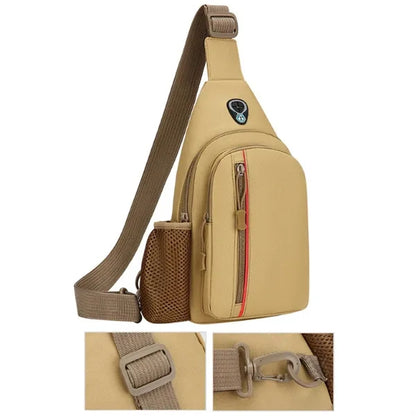 Nylon Crossbody Sling Bag with Bottle Holder USB Charging