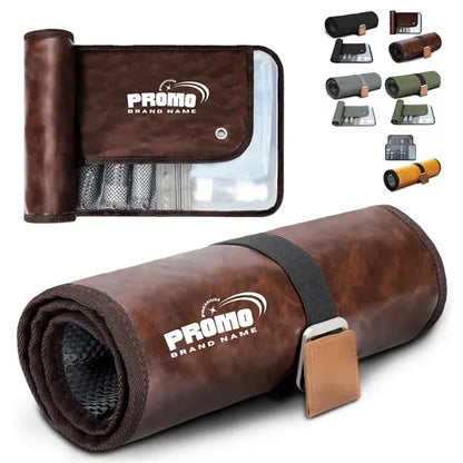 PU Leather Roll Up Organizer with Compartments