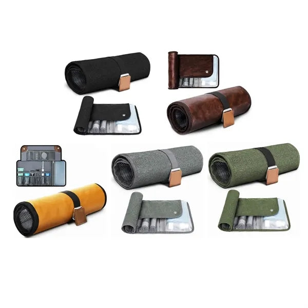 PU Leather Roll Up Organizer with Compartments