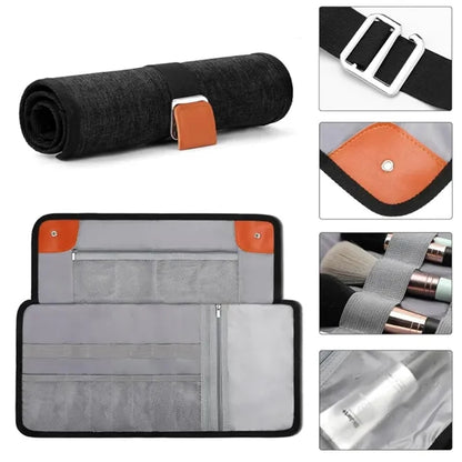 PU Leather Roll Up Organizer with Compartments