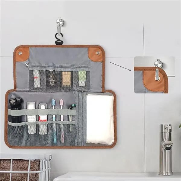 PU Leather Roll Up Organizer with Compartments