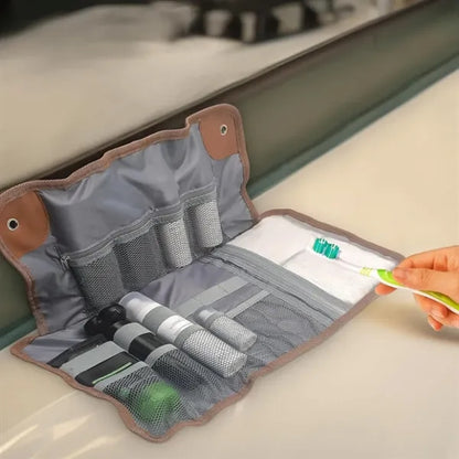 PU Leather Roll Up Organizer with Compartments