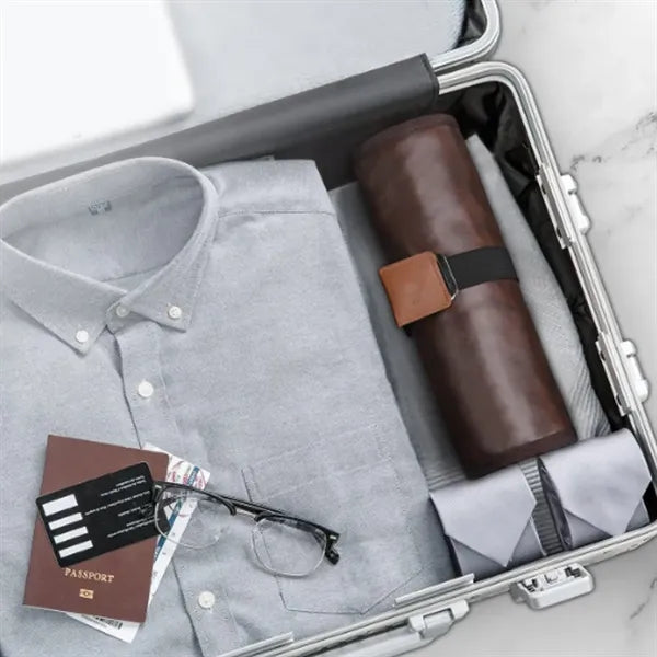 PU Leather Roll Up Organizer with Compartments