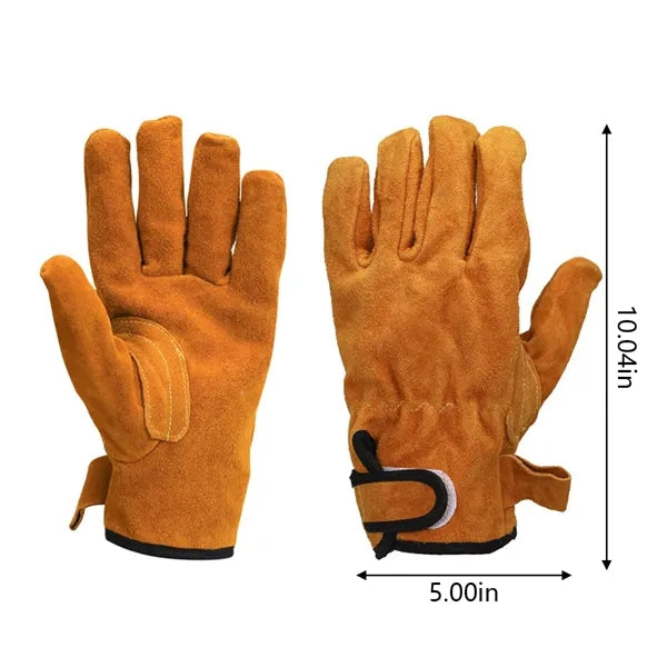 Unisex gardening camping BBQ welding leather work gloves