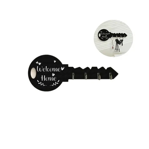 Wooden Key Holder Hooks Rack Wall Mounted Organizer