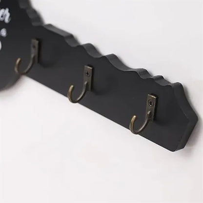 Wooden Key Holder Hooks Rack Wall Mounted Organizer