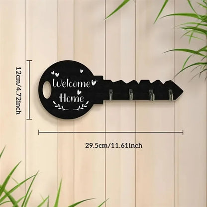 Wooden Key Holder Hooks Rack Wall Mounted Organizer