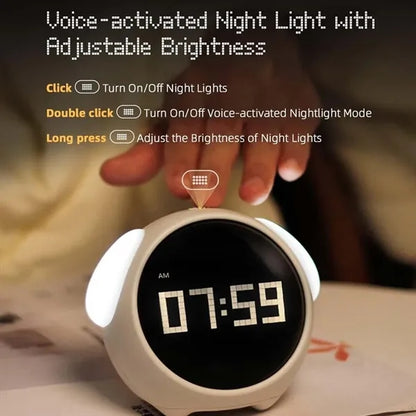 Adjustable brightness kids alarm clock with night light