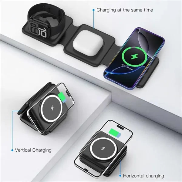 3 in 1 Foldable Magnetic Fast Wireless Charging Pad