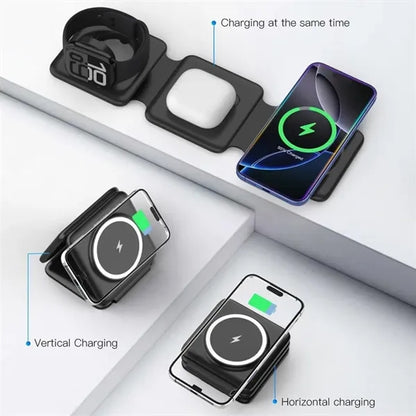 3 in 1 Foldable Magnetic Fast Wireless Charging Pad