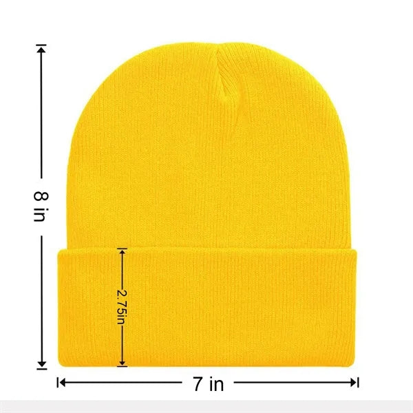 Custom Solid Color Knit Hat Warm Beanie With Cuff